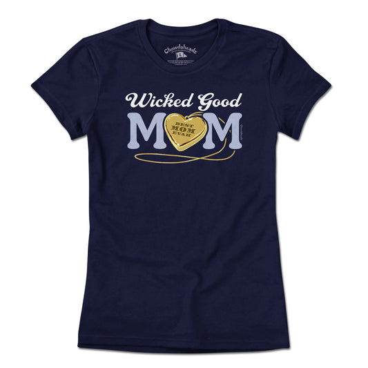 Wicked Good Mom Heart Pendant T-Shirt - Chowdaheadz