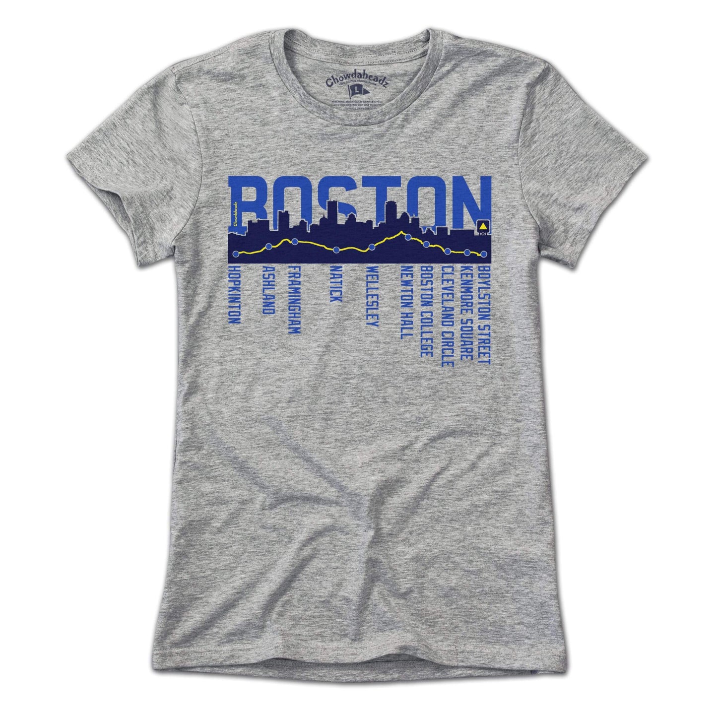 Boston Skyline Run Route T-Shirt - Chowdaheadz