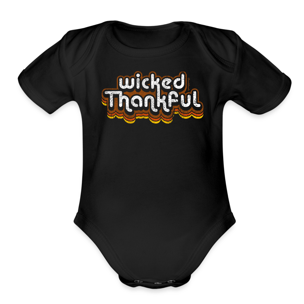 Wicked Thankful Retro Thanksgiving Infant One Piece - black