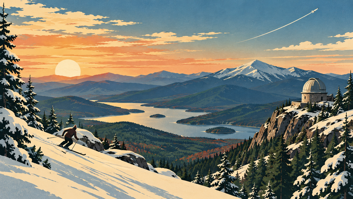 Illustrated New Hampshire landscape celebrating state milestones
