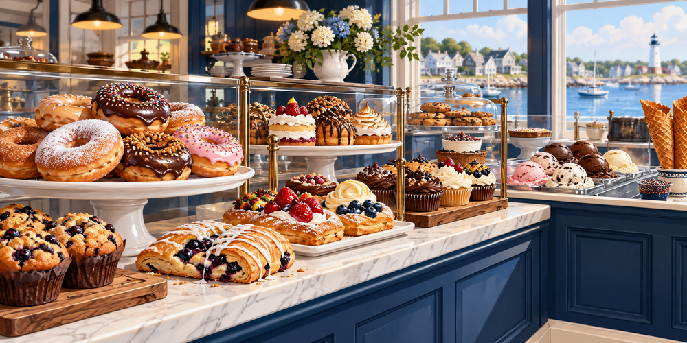 Original illustration of an assortment of bakery desserts
