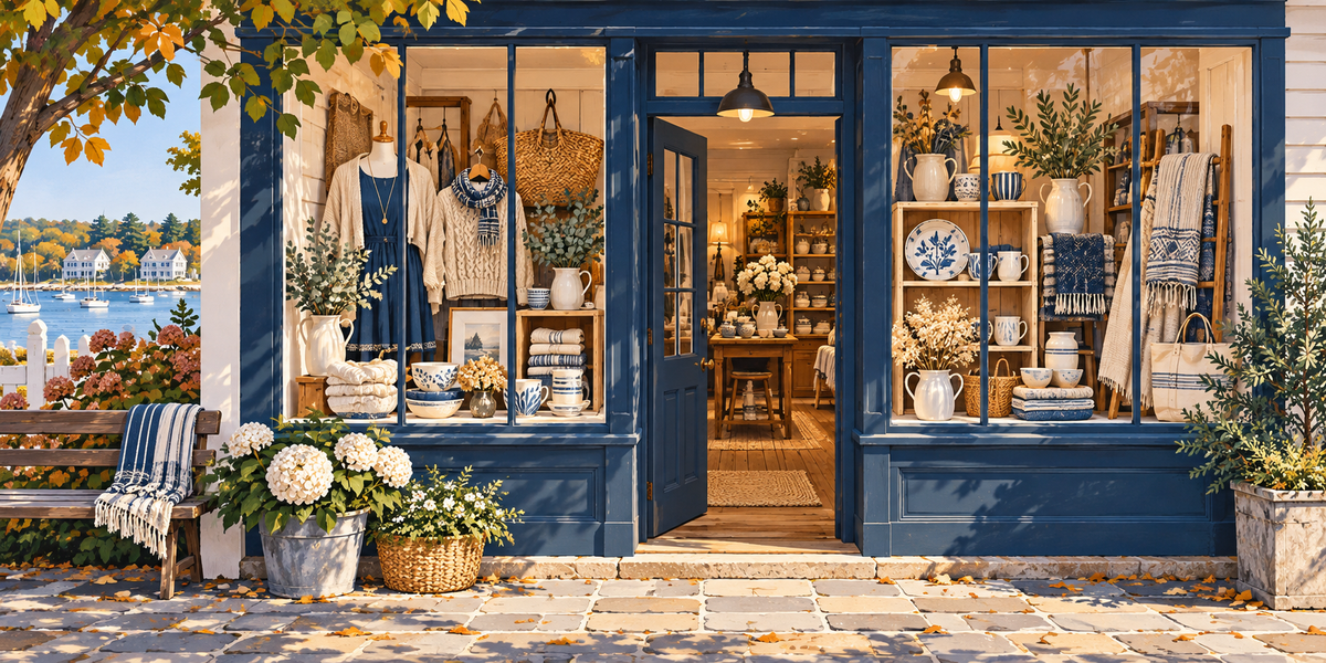 Original illustration of an independent New England shop