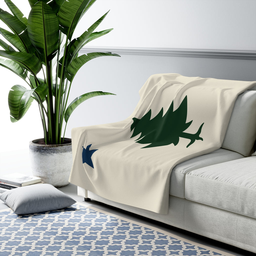 Vintage Maine Flag Sherpa Fleece Blanket - Chowdaheadz