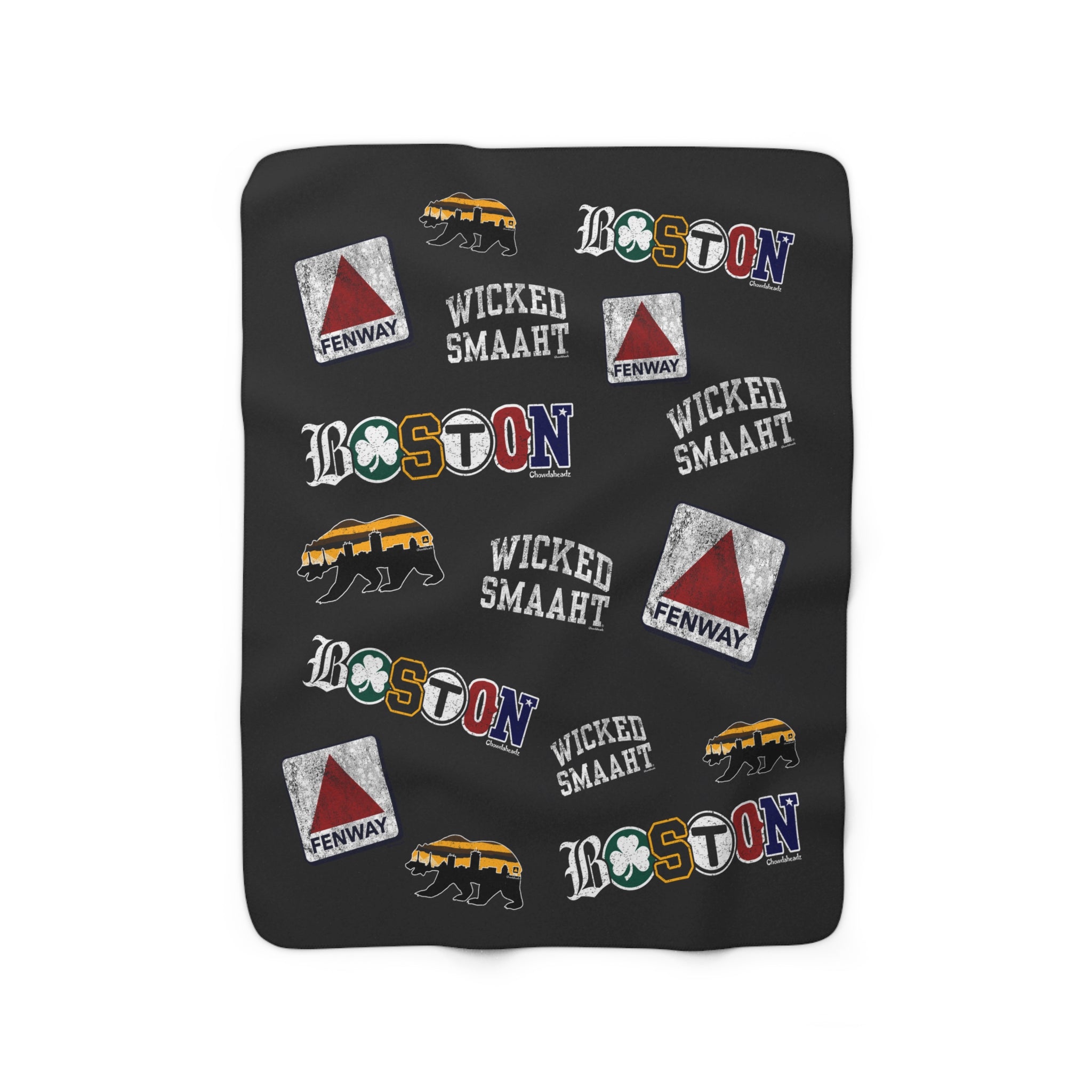 All Boston Sherpa Fleece Blanket - Chowdaheadz