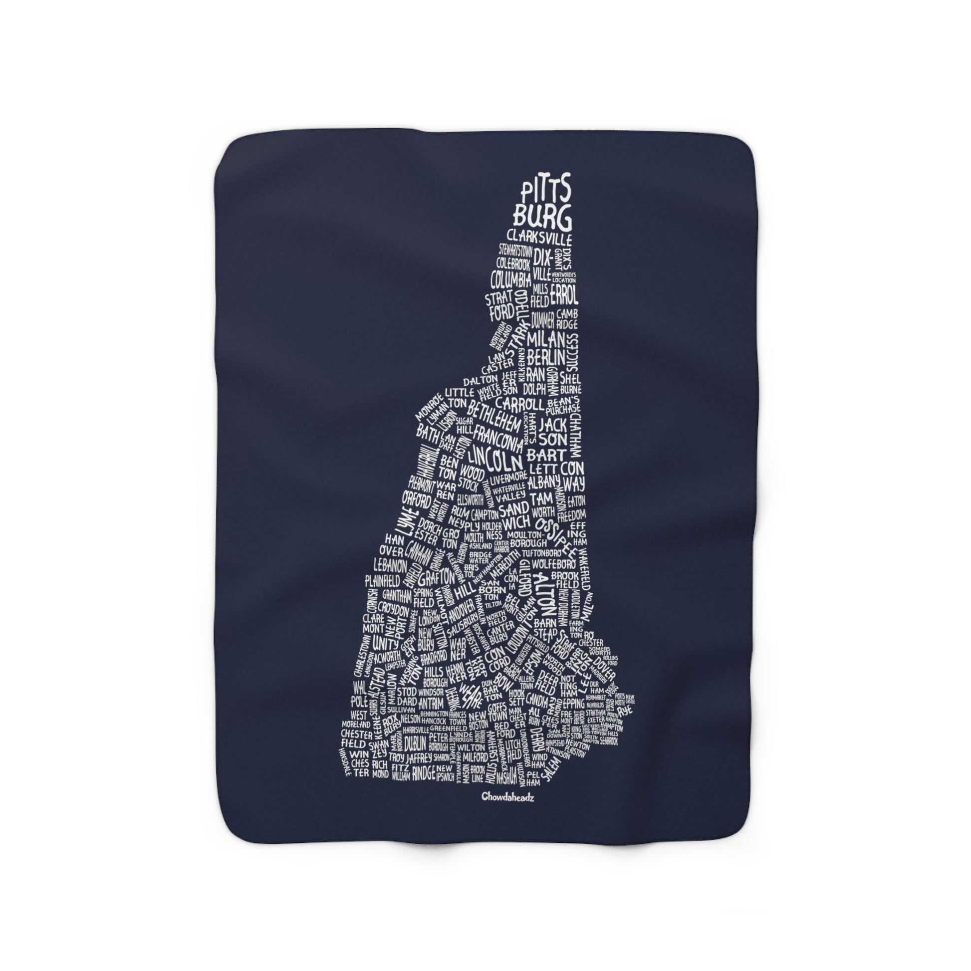 New Hampshire Cities & Towns Sherpa Fleece Blanket - Chowdaheadz