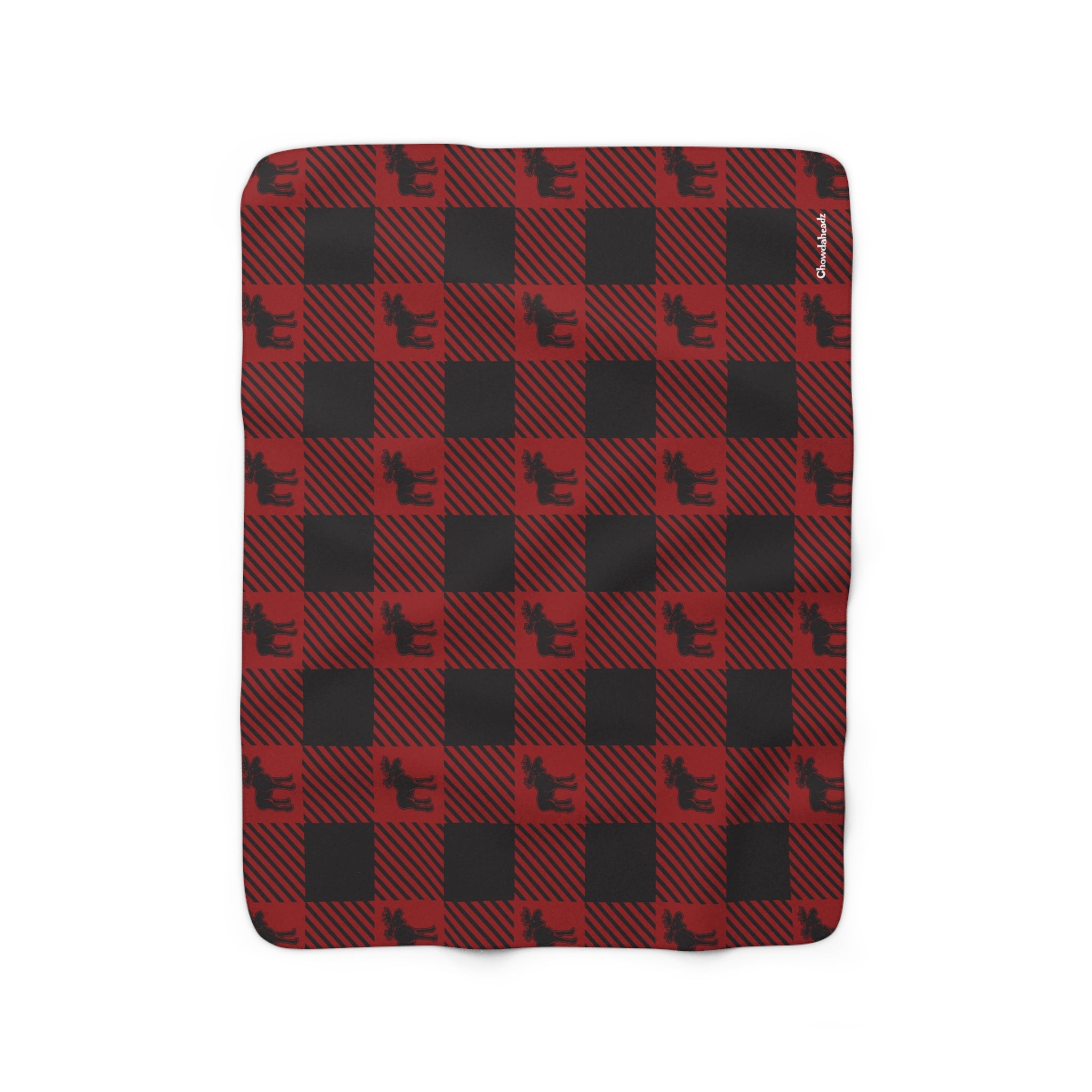 Moose Buffalo Plaid Sherpa Fleece Blanket - Chowdaheadz