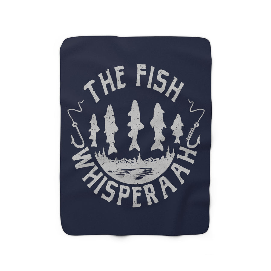 The Fish Whisperaah Sherpa Fleece Blanket - Navy - Chowdaheadz