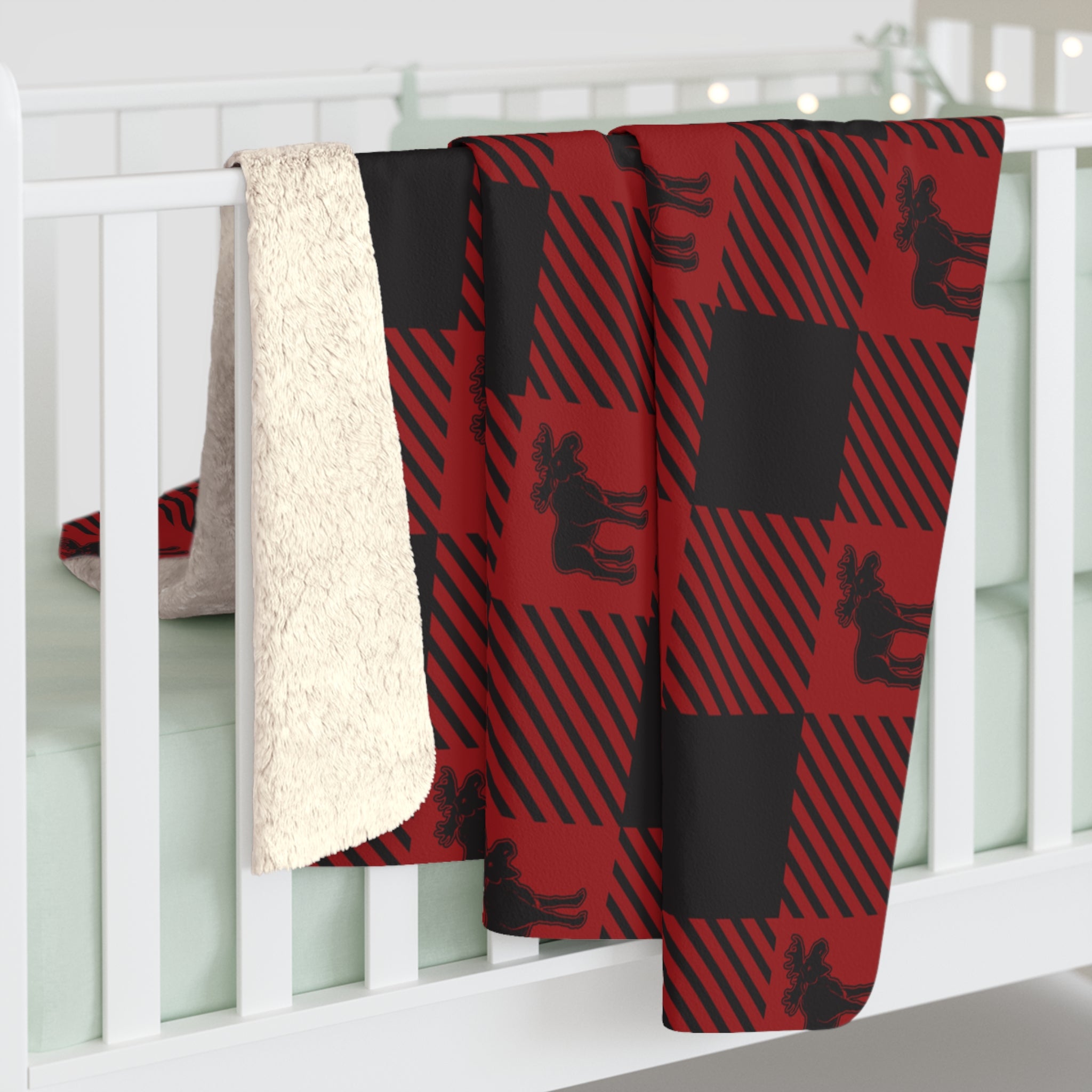 Moose Buffalo Plaid Sherpa Fleece Blanket - Chowdaheadz
