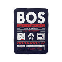BOS Airport Code Sherpa Fleece Blanket - Chowdaheadz