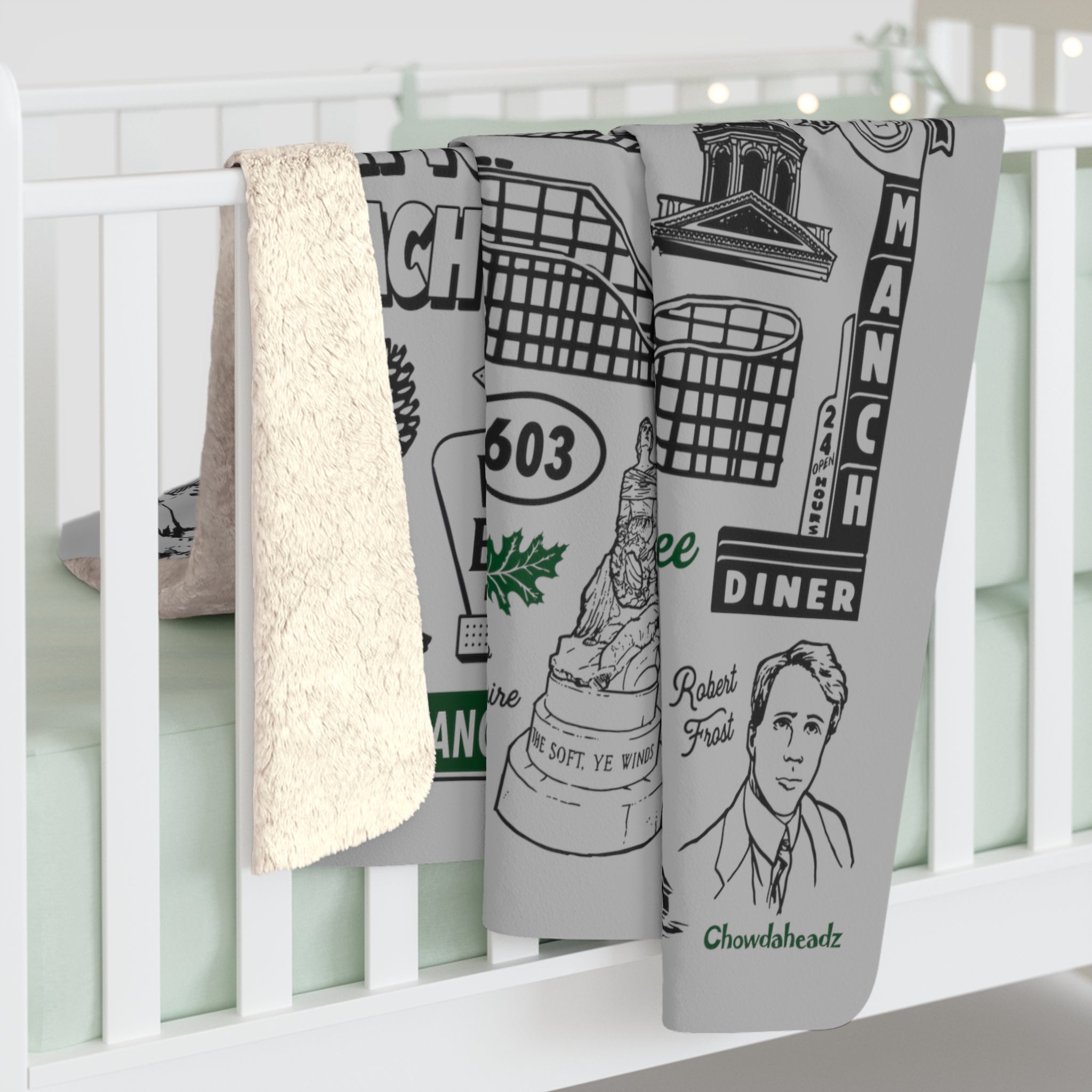 New Hampshire Tourist Attraction Sherpa Fleece Blanket - Chowdaheadz