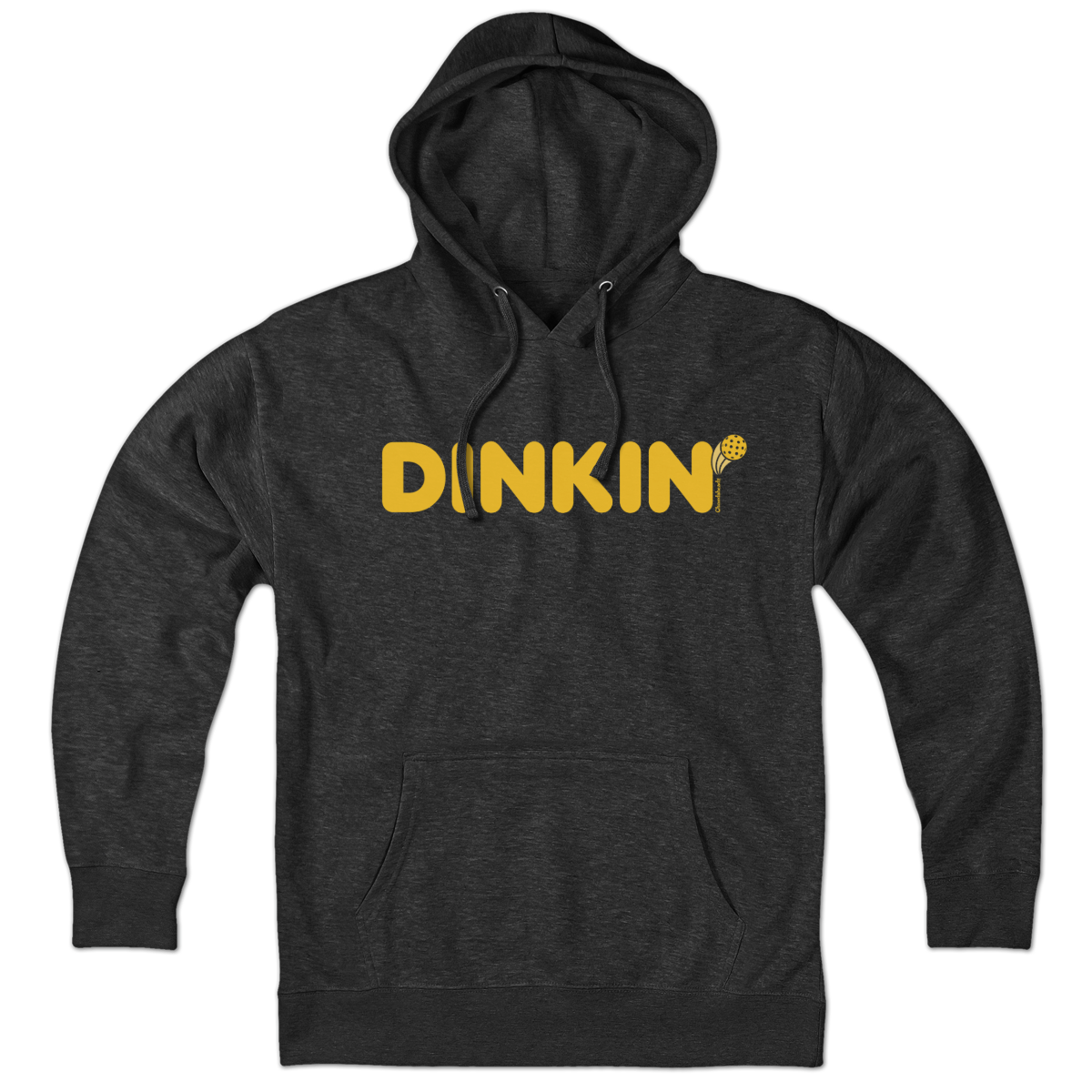 Dinkin' Pickleball hoodie in charcoal — pickleball hoodie
