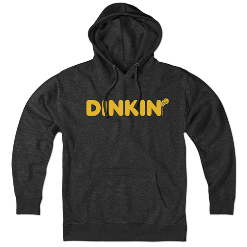 Dinkin' Pickleball hoodie in charcoal — pickleball hoodie