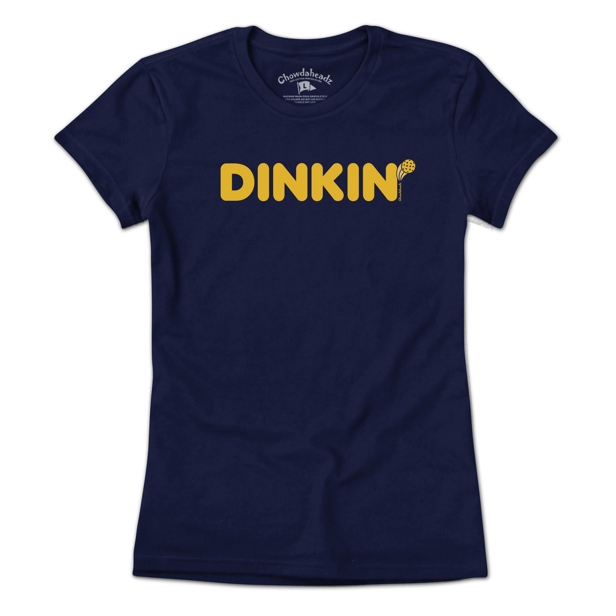 Dinkin' Pickleball ladies t-shirt in navy — women's pickleball tee