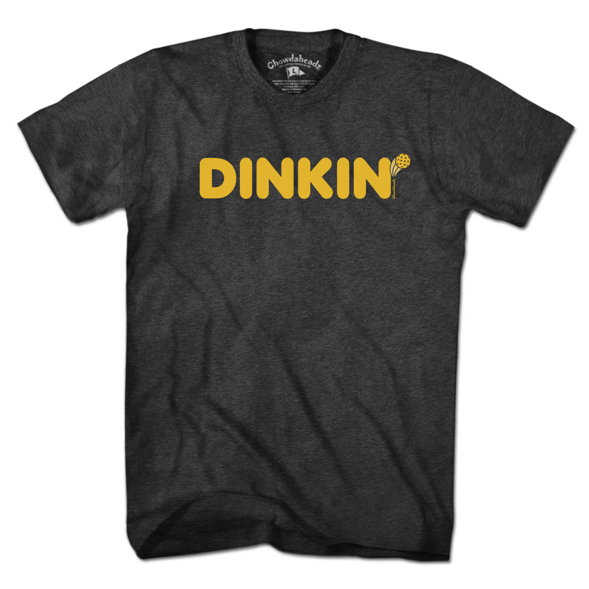 Dinkin' Pickleball t-shirt in charcoal — pickleball tee
