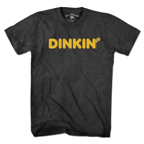 Dinkin' Pickleball t-shirt in charcoal — pickleball tee