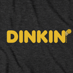 Close-up of Dinkin' Pickleball hoodie in charcoal — graphic detail