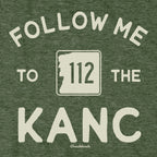 Follow Me To The Kanc NH hoodie graphic detail in Military Green