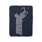 Massachusetts Cities & Towns Sherpa Fleece Blanket - Navy - Chowdaheadz