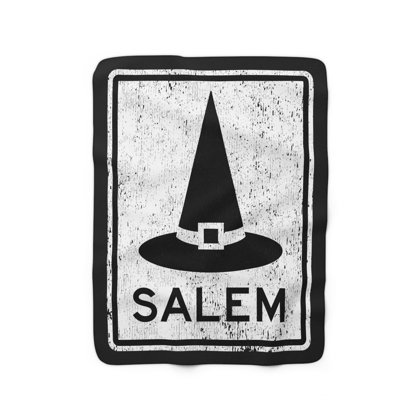Salem Witch Hat Sign Sherpa Fleece Blanket - Chowdaheadz