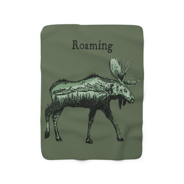 Roaming Moose Sherpa Fleece Blanket - Chowdaheadz