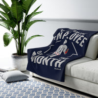 Work-From-Home Employee of the Month Sherpa Fleece Blanket - Navy - Chowdaheadz