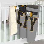 Boston Hockey Crossed Sticks Sherpa Fleece Blanket - Chowdaheadz