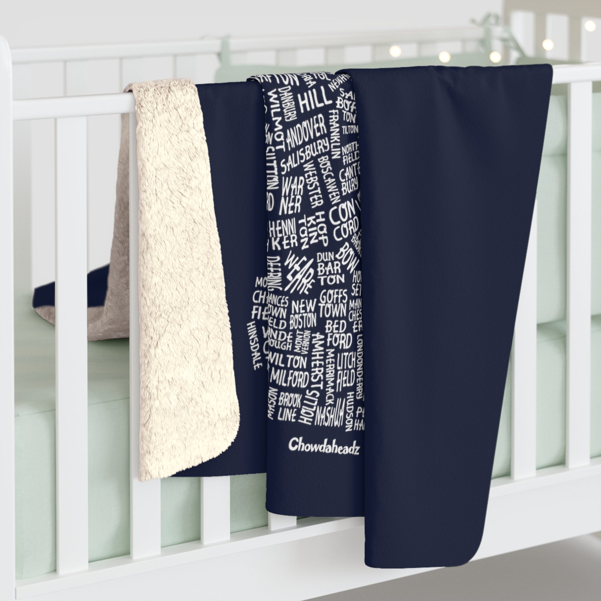 New Hampshire Cities & Towns Sherpa Fleece Blanket - Chowdaheadz