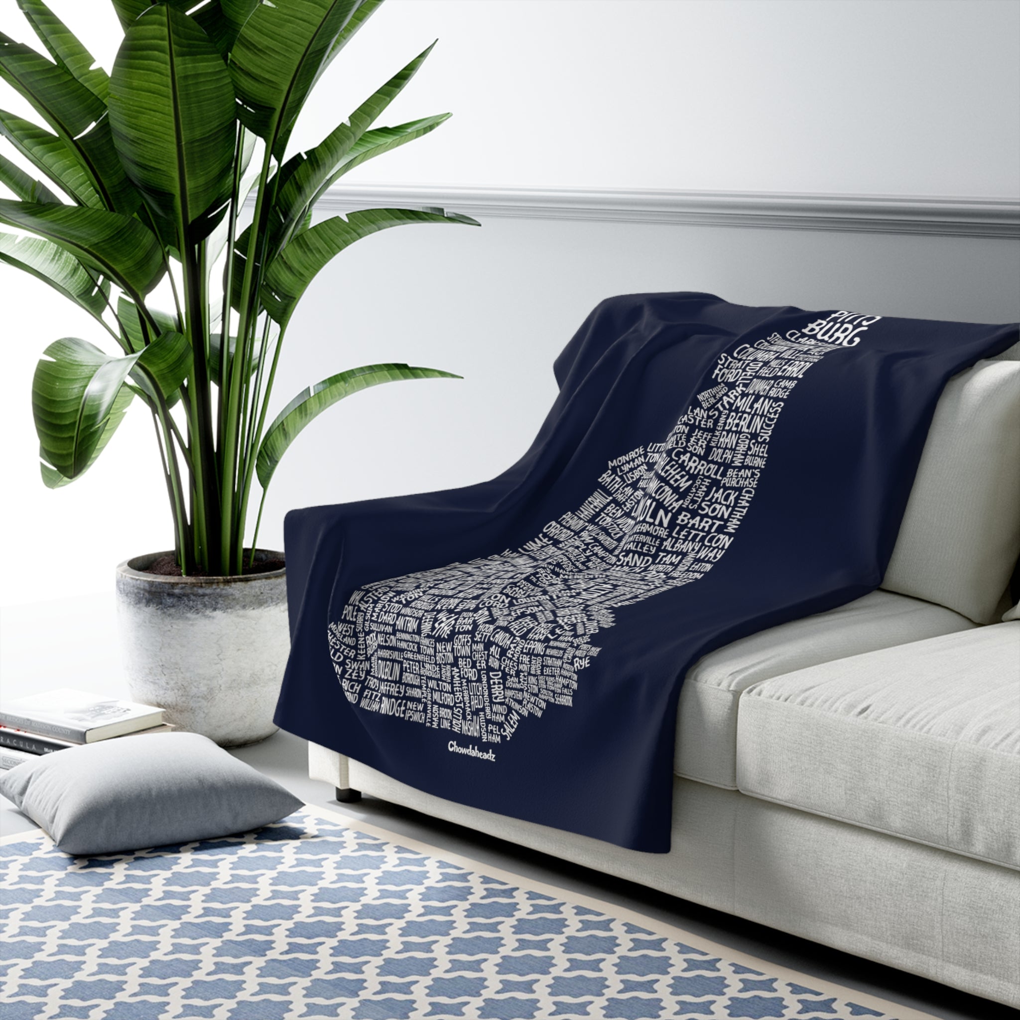 New Hampshire Cities & Towns Sherpa Fleece Blanket - Chowdaheadz