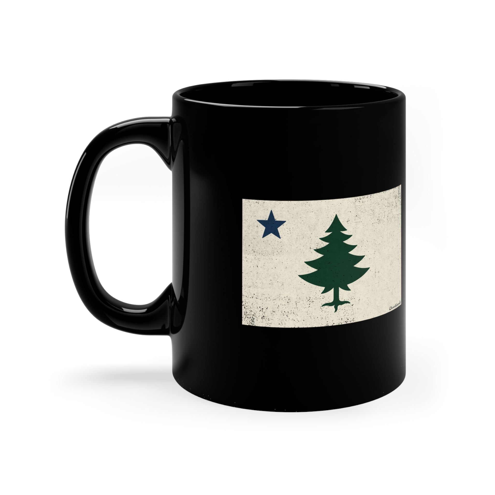 Vintage Maine Flag 11oz Black Mug - Chowdaheadz