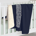 Massachusetts Cities & Towns Sherpa Fleece Blanket - Navy - Chowdaheadz