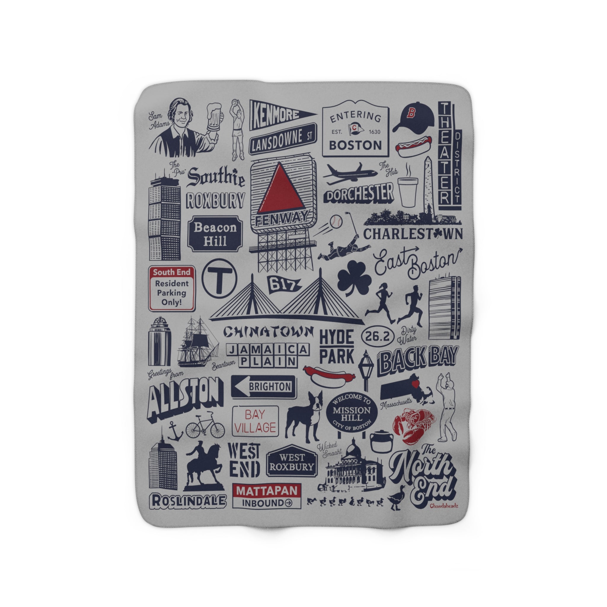 Boston Tourist Sherpa Fleece Blanket - Chowdaheadz