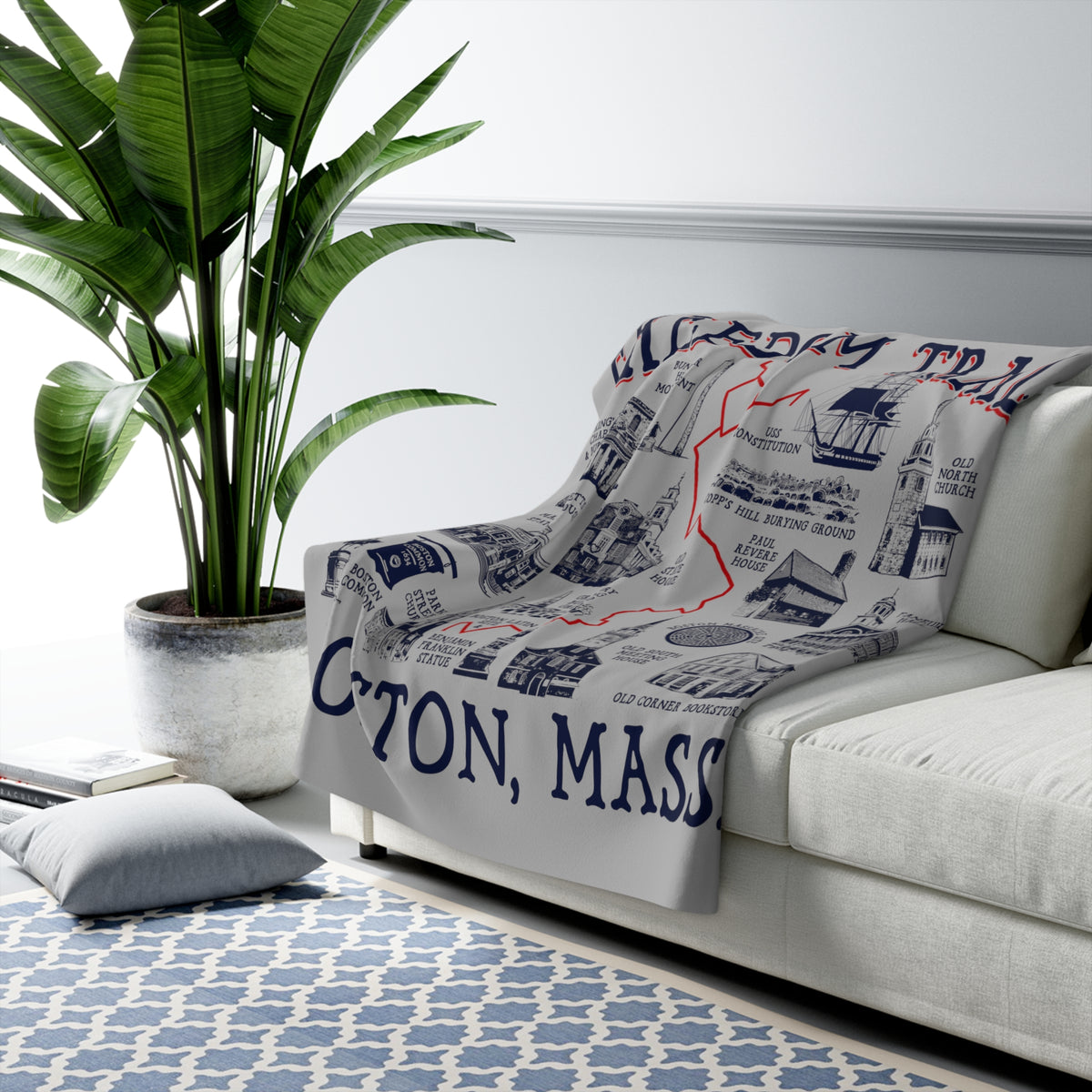 Boston Freedom Trail Sherpa Fleece Blanket - Chowdaheadz