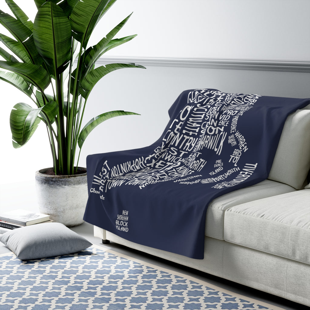 Rhode Island Cities & Towns Sherpa Fleece Blanket - Chowdaheadz