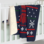 Boston Lobstah Ugly Holiday Sweater Sherpa Fleece Blanket