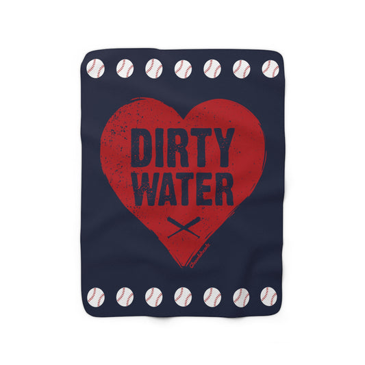 Dirty Water Baseball Heart Sherpa Fleece Blanket - Chowdaheadz