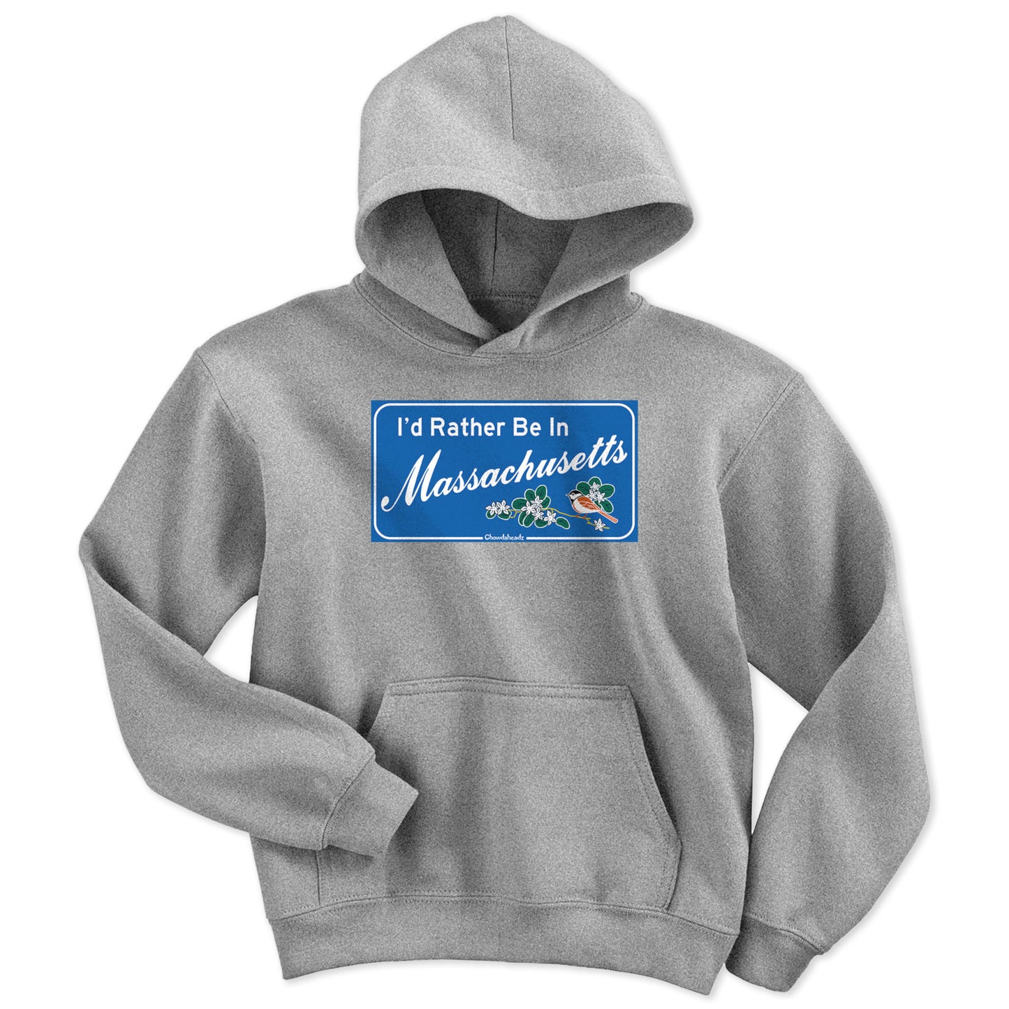 I'd Rather Be In Massachusetts Sign Youth Hoodie - Chowdaheadz