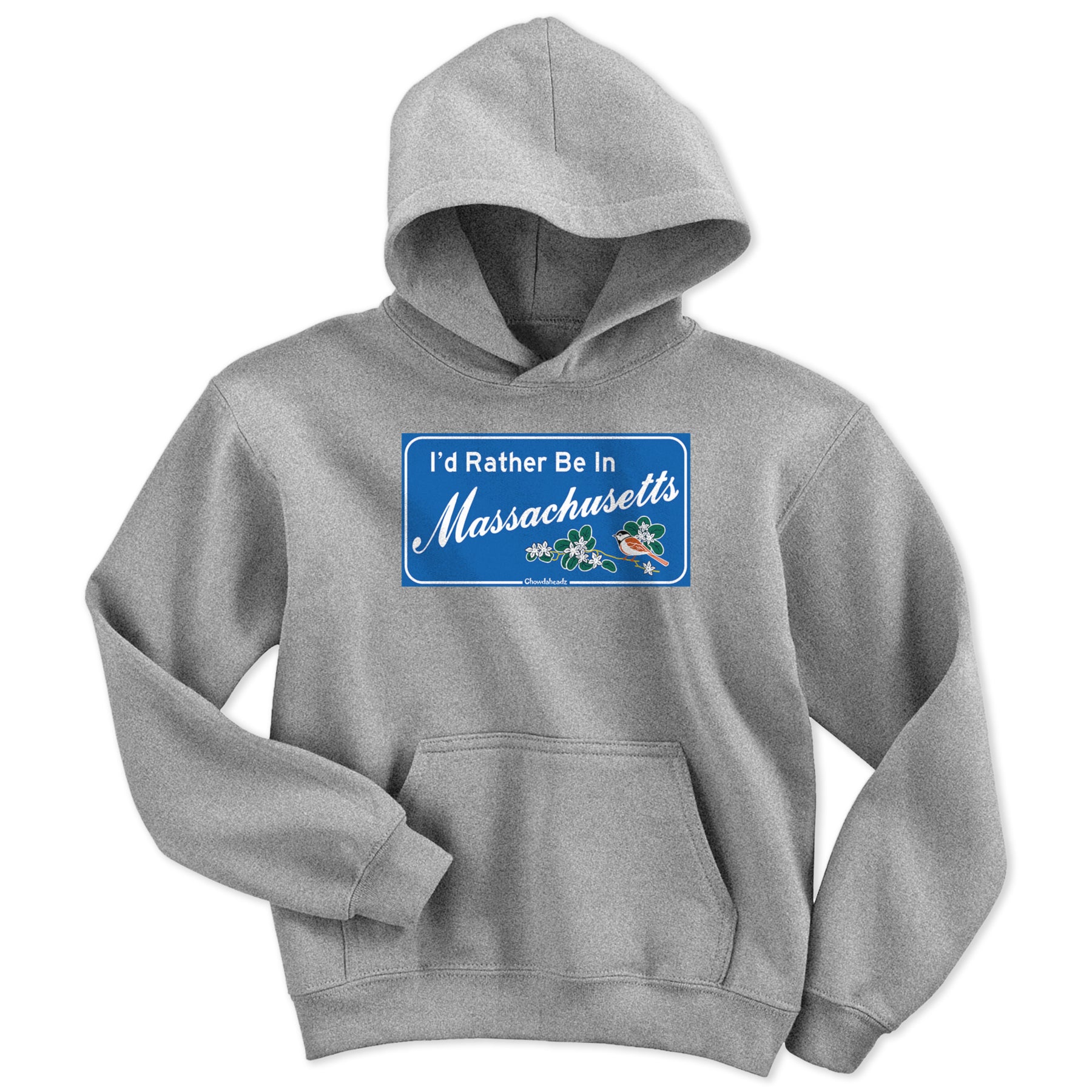 I'd Rather Be In Massachusetts Sign Youth Hoodie - Chowdaheadz