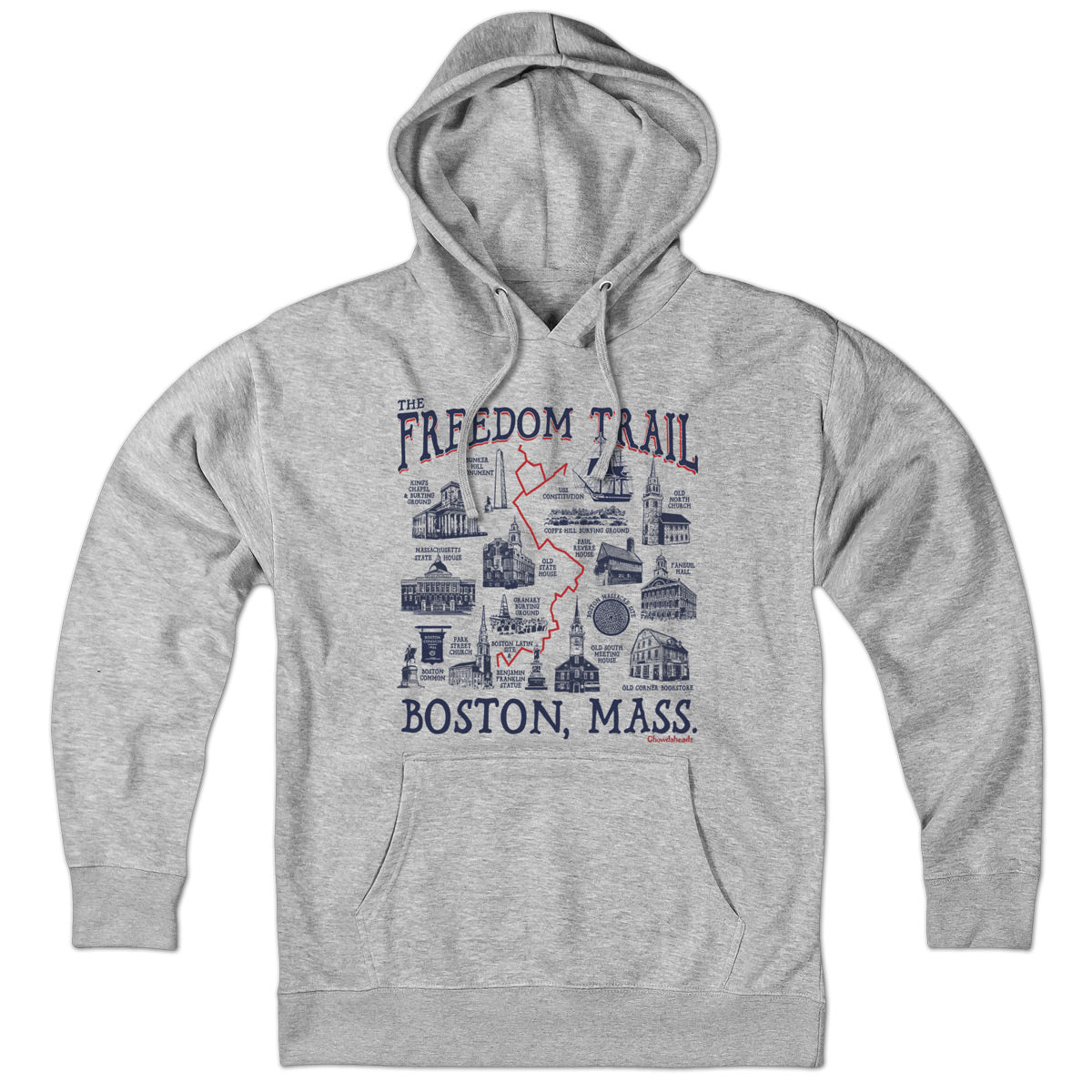 Boston Freedom Trail Sites Hoodie - Chowdaheadz