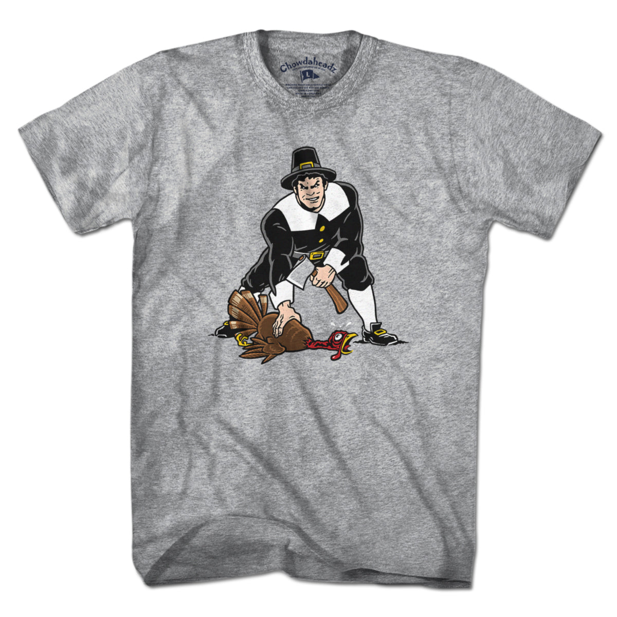 Three Point Stance Thanksgiving Pilgrim T-Shirt - Chowdaheadz