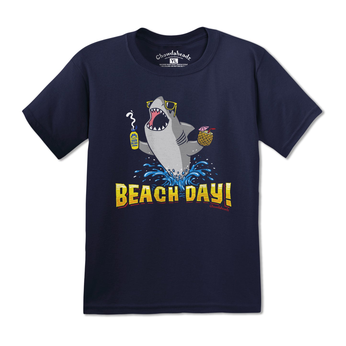 Beach Day Shark Youth T-Shirt - Chowdaheadz