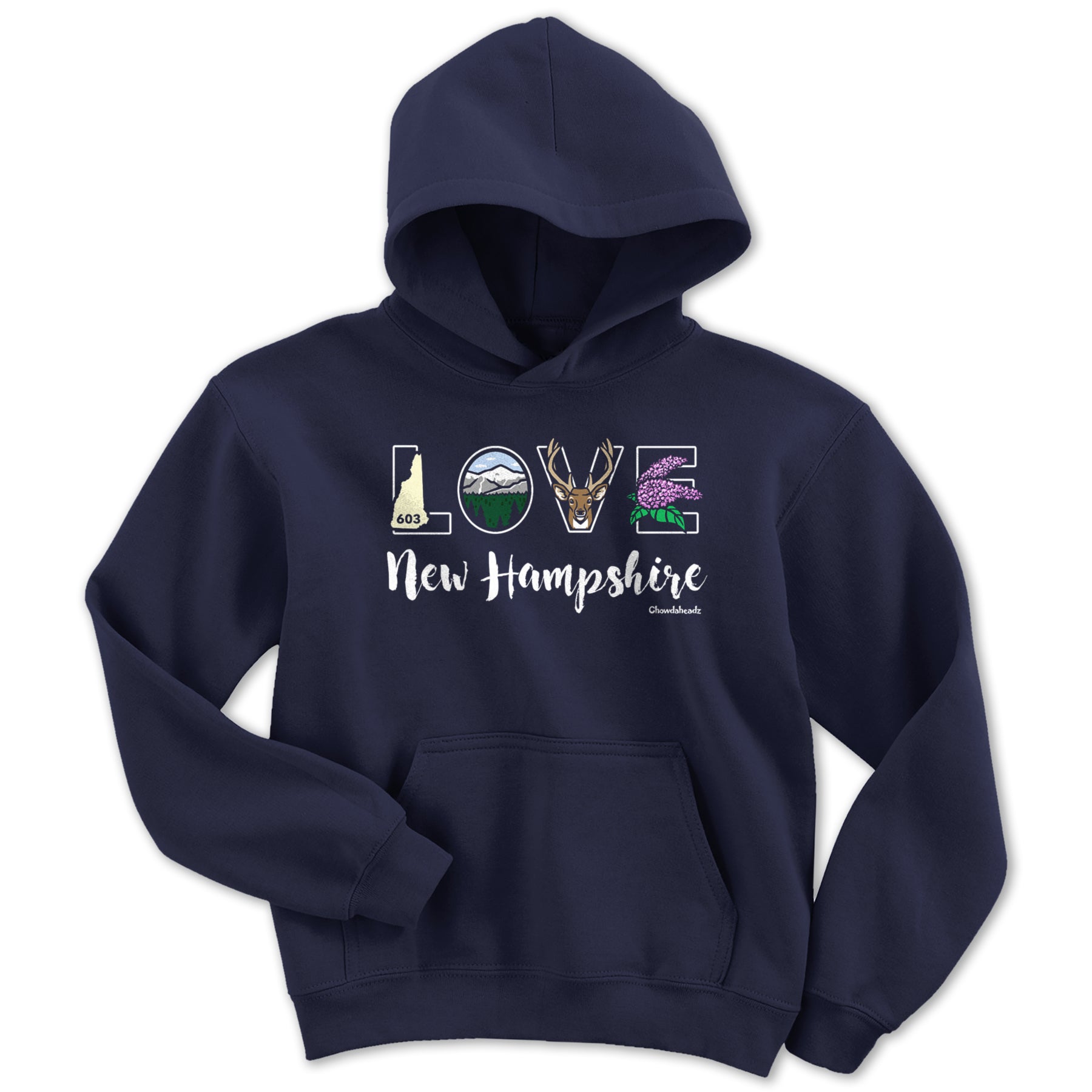 Lifestyle Love New Hampshire Youth Hoodie - Chowdaheadz