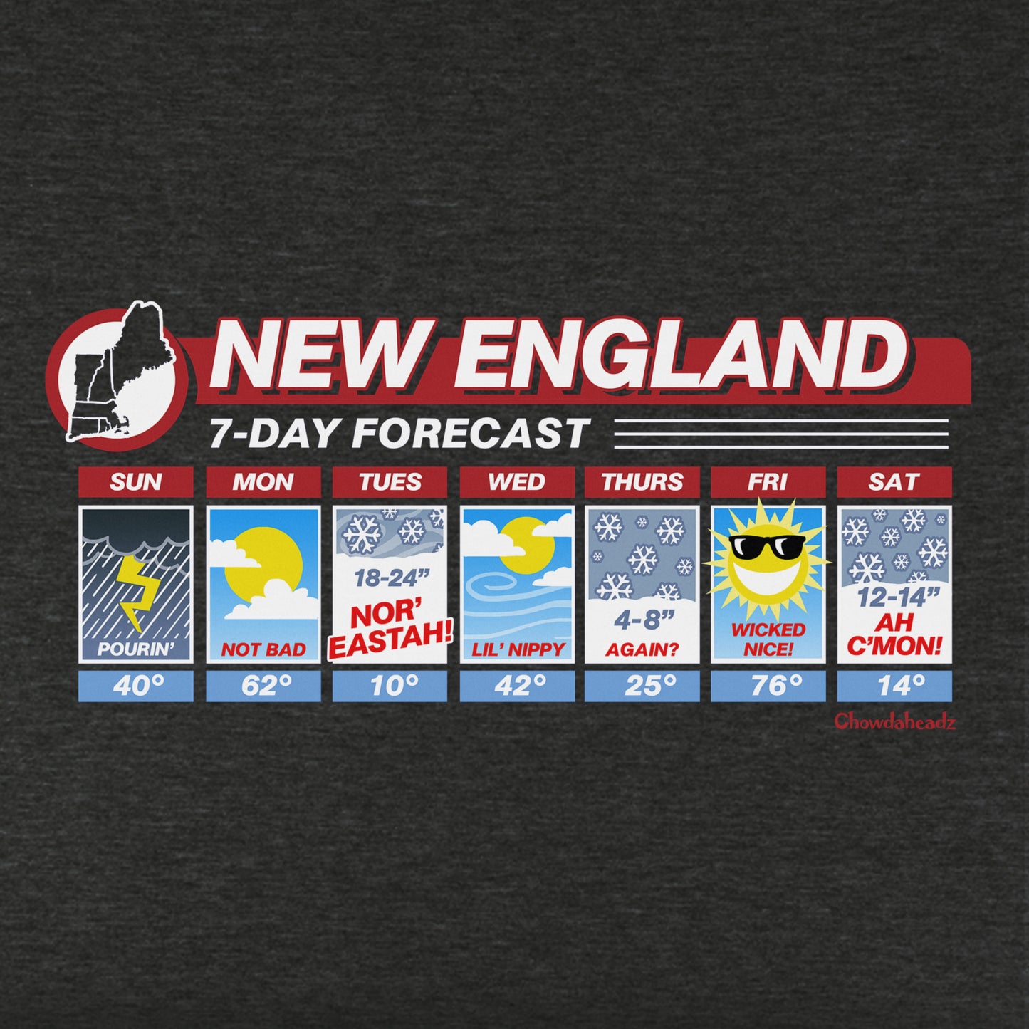 New England Weather Youth T-Shirts - Chowdaheadz