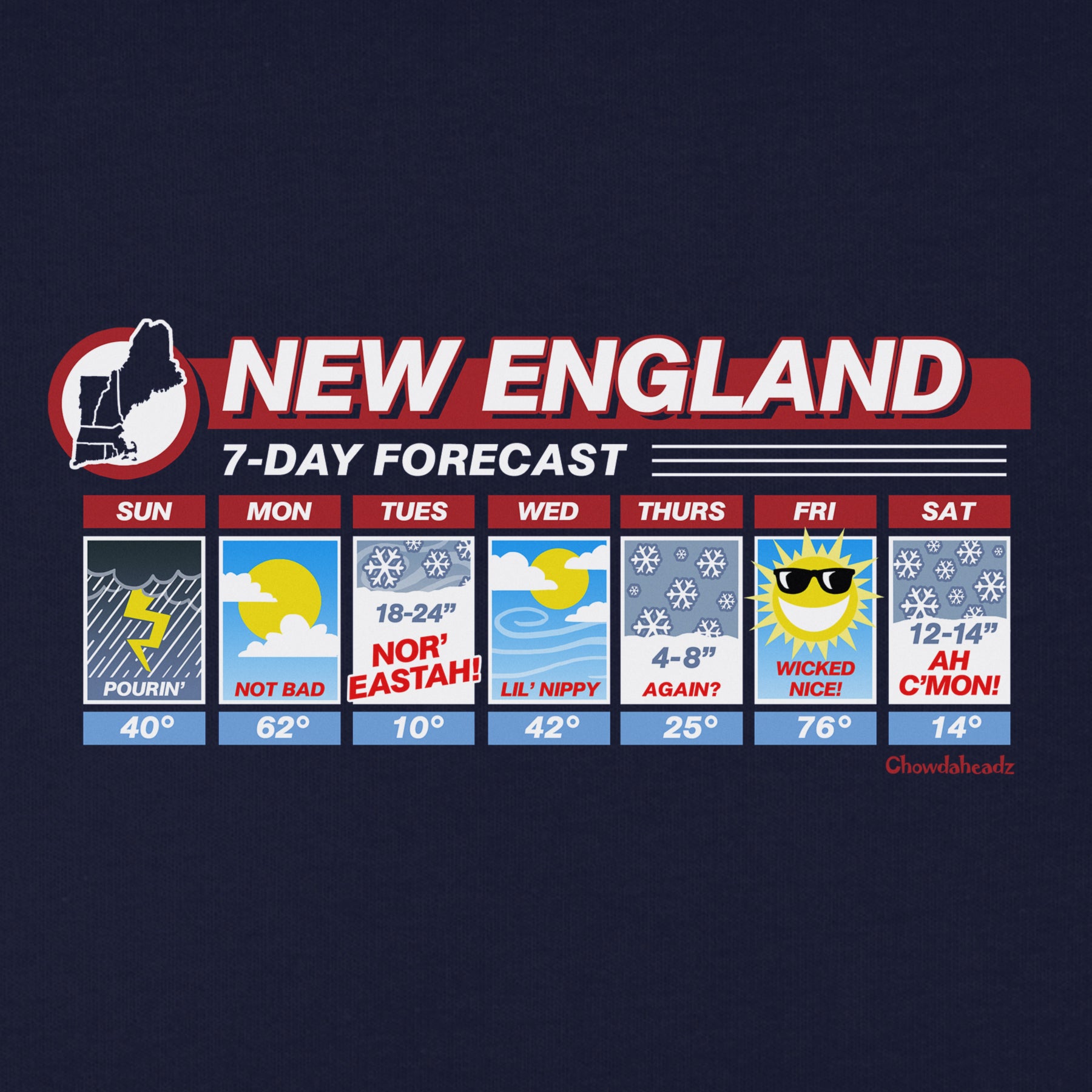 New England Weather Youth T-Shirts - Chowdaheadz