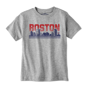 Boston Lined Cityscape Gray Youth T-Shirt - Chowdaheadz