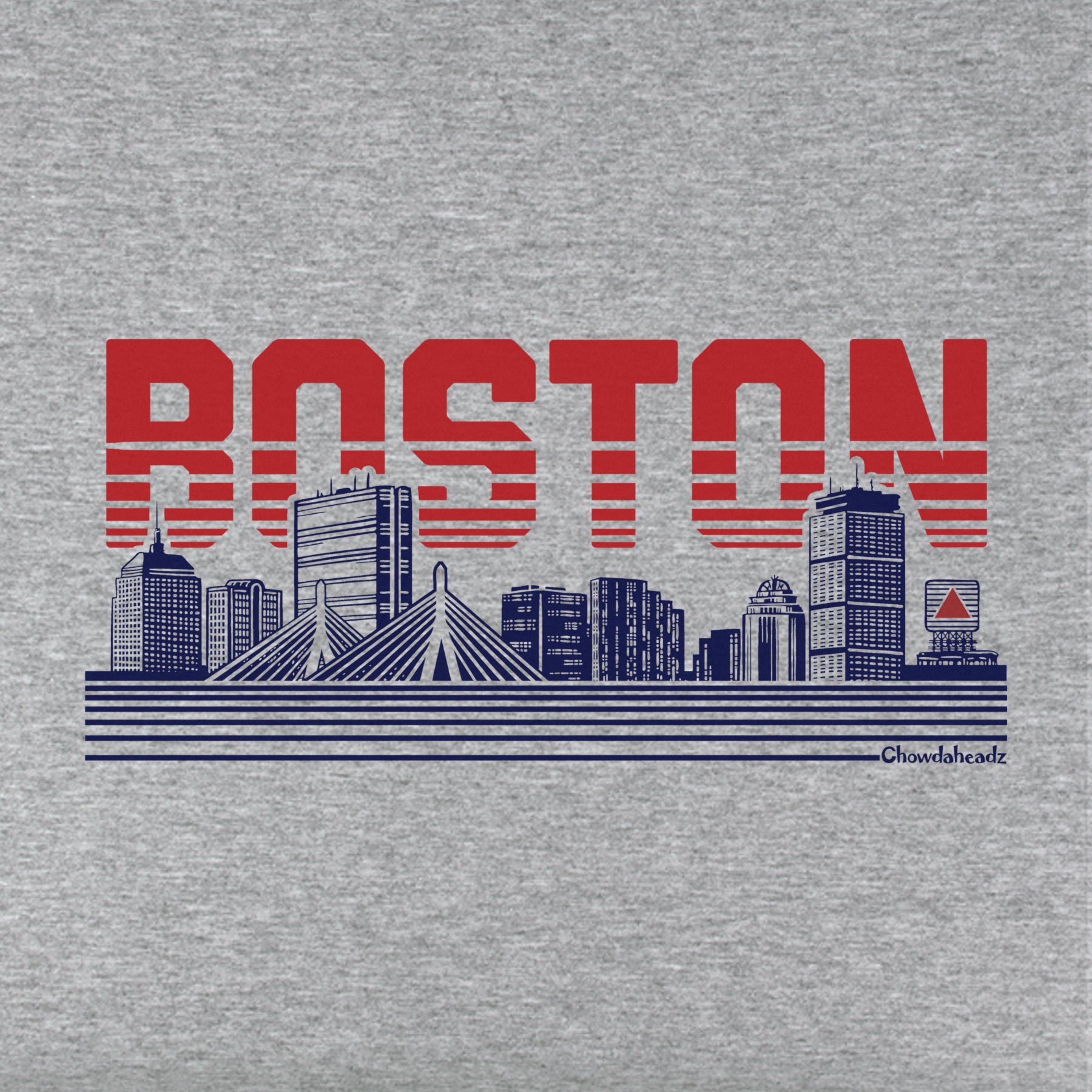 Boston Lined Cityscape - Gray Youth Hoodie - Chowdaheadz