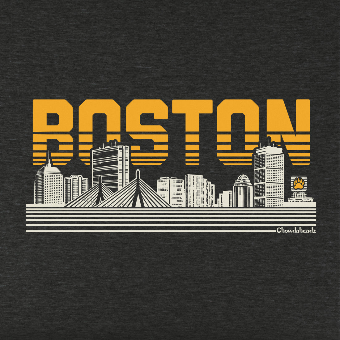 Boston Lined Cityscape Charcoal Youth T-Shirt - Chowdaheadz