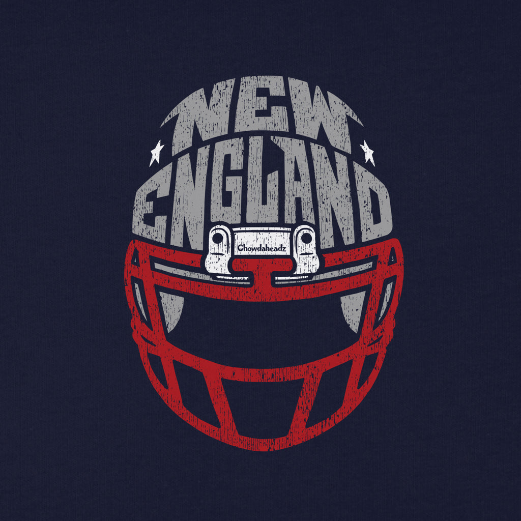 New England Football Helmet Youth Hoodie - Chowdaheadz