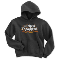 Wicked Thankful Retro Thanksgiving Youth Hoodie - Chowdaheadz