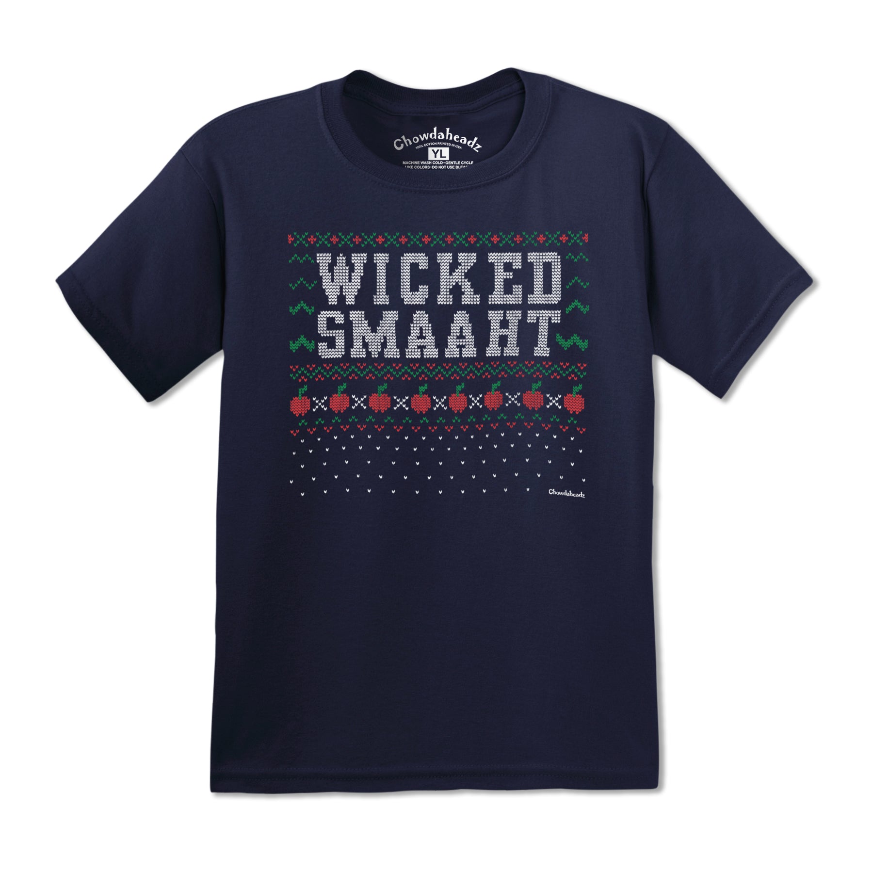 Wicked Smaaht Ugly Holiday Sweater Youth T-Shirt - Chowdaheadz