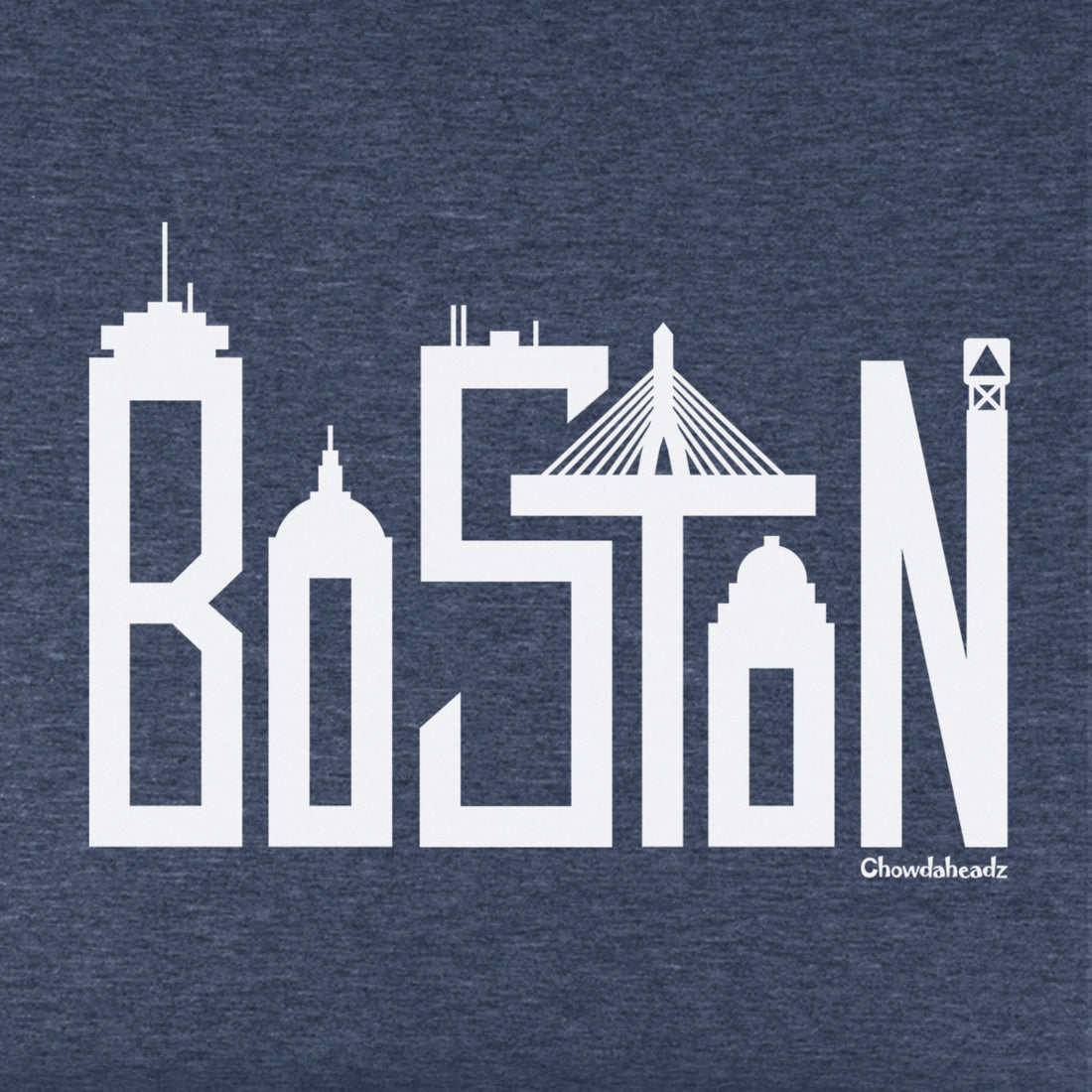 Boston Skyline White Letters Youth T-Shirt - Chowdaheadz